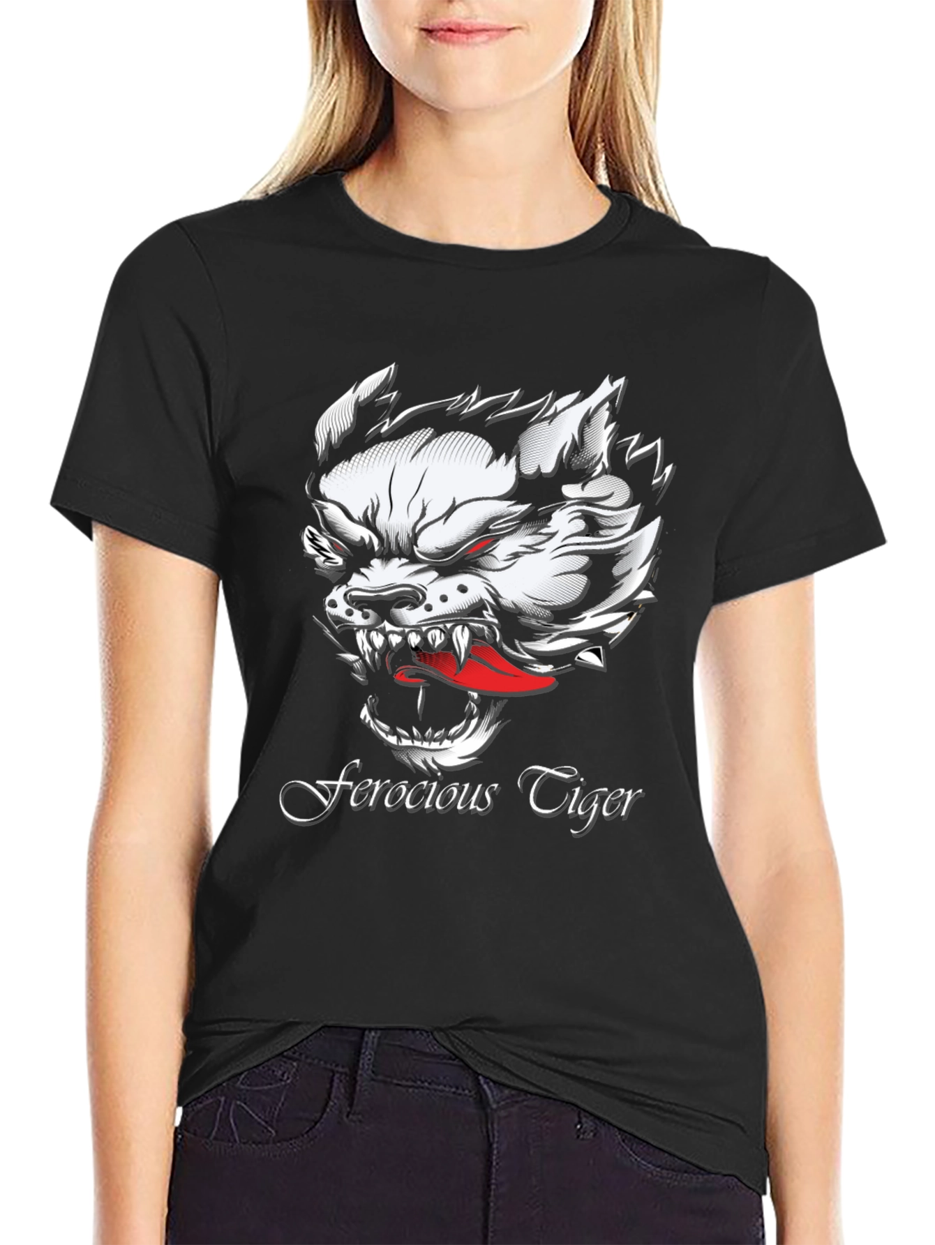 Ferocious Tiger Graphic Black T-Shirt