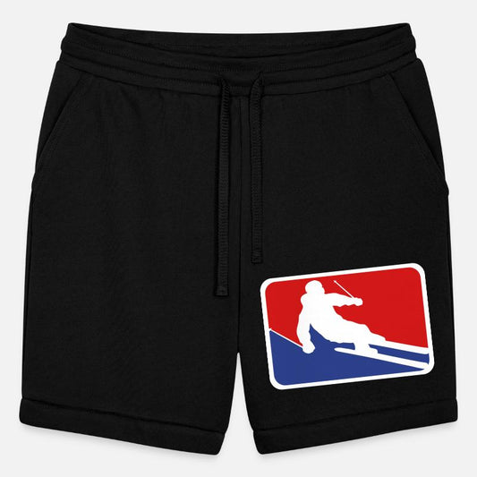 blue red button frame shield ski ride down mountai