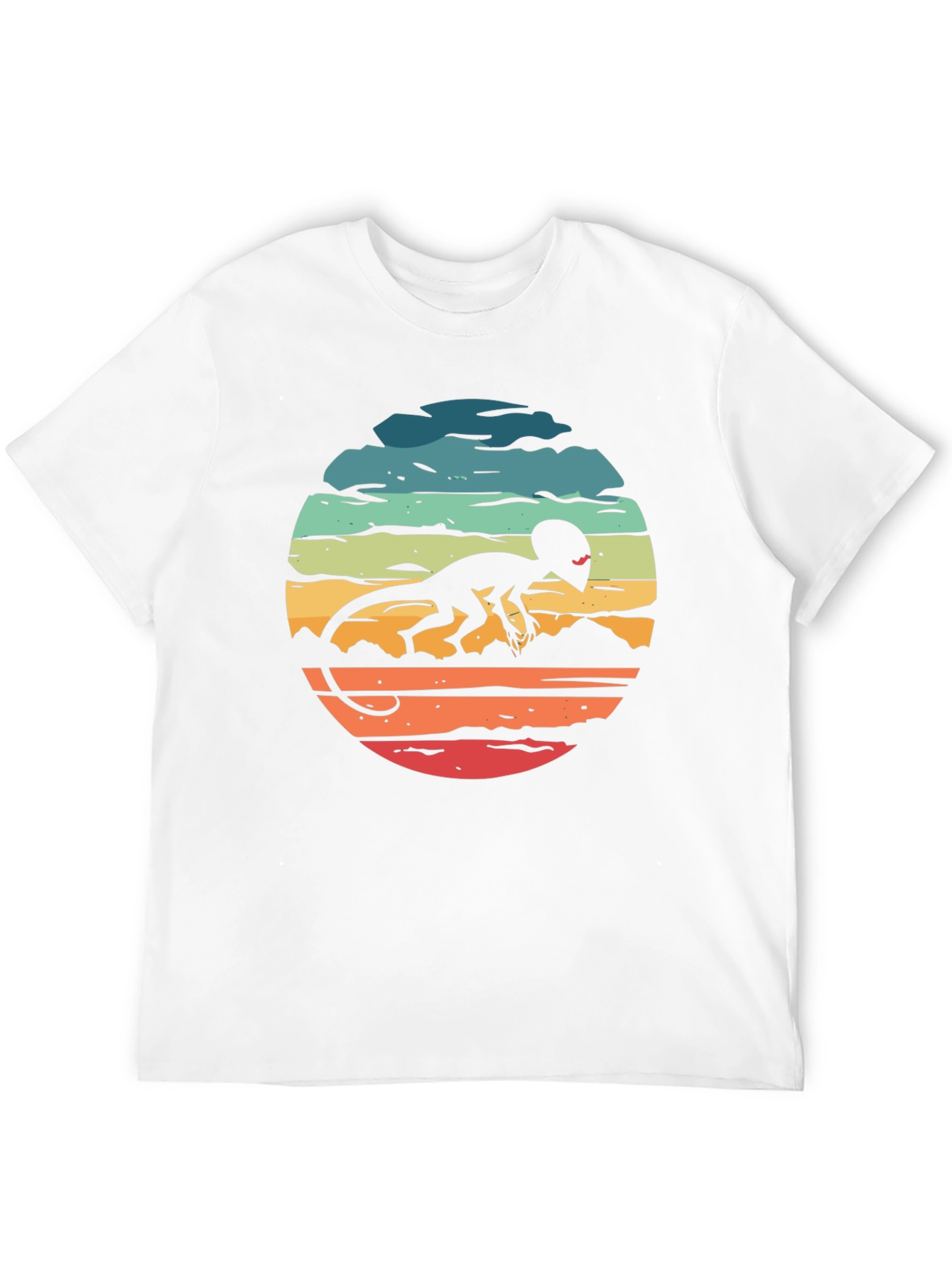 Retro Alien Lizard Sunset Black T-Shirt