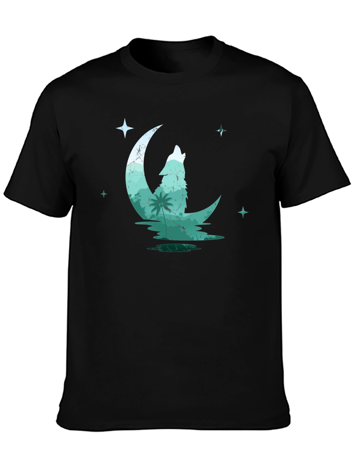Wolf Moon Graphic Tee - Black Cotton T-Shirt