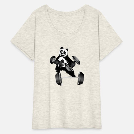 Bodybuilder panda bear with dumbbells training