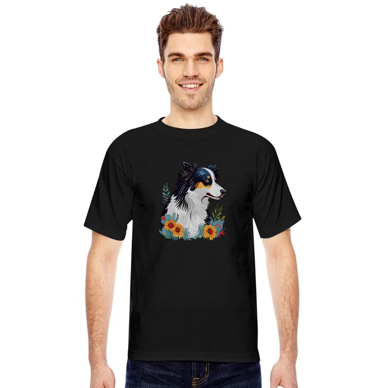 Border Collie Flowers Design