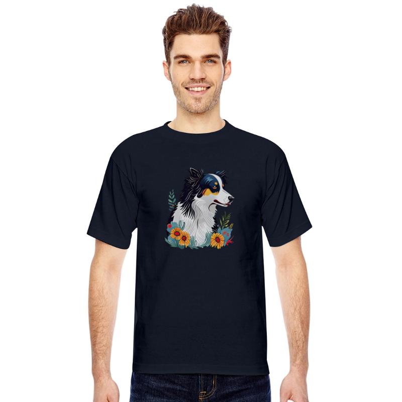 Border Collie Flowers Design