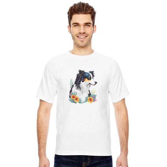 Border Collie Flowers Design