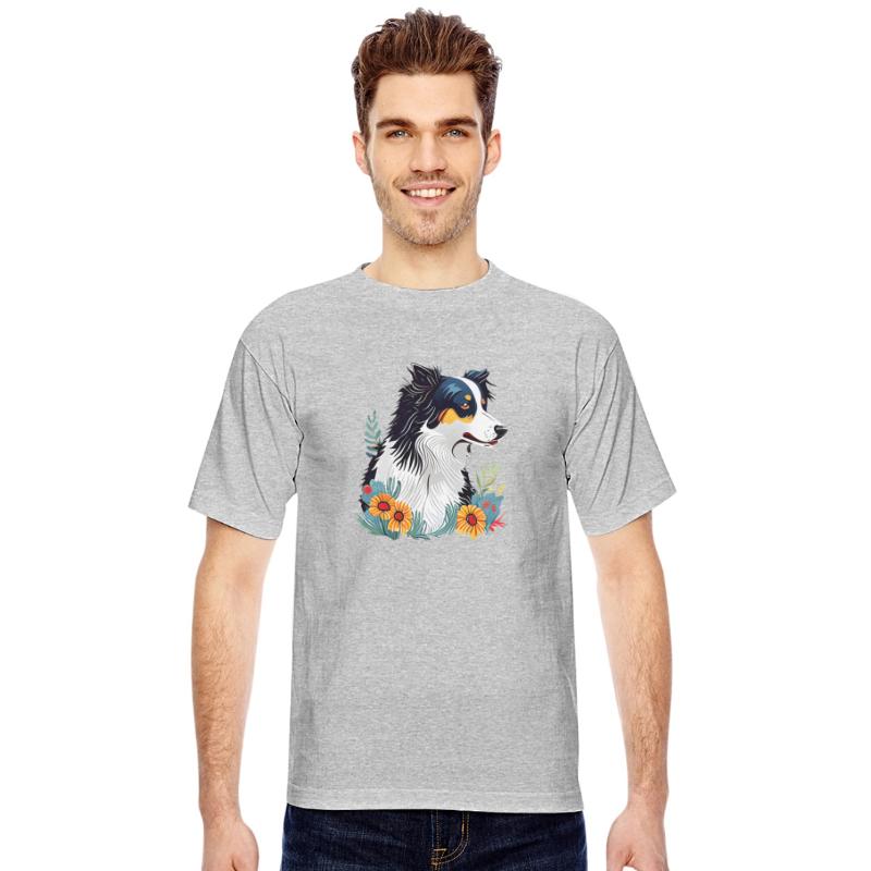 Border Collie Flowers Design