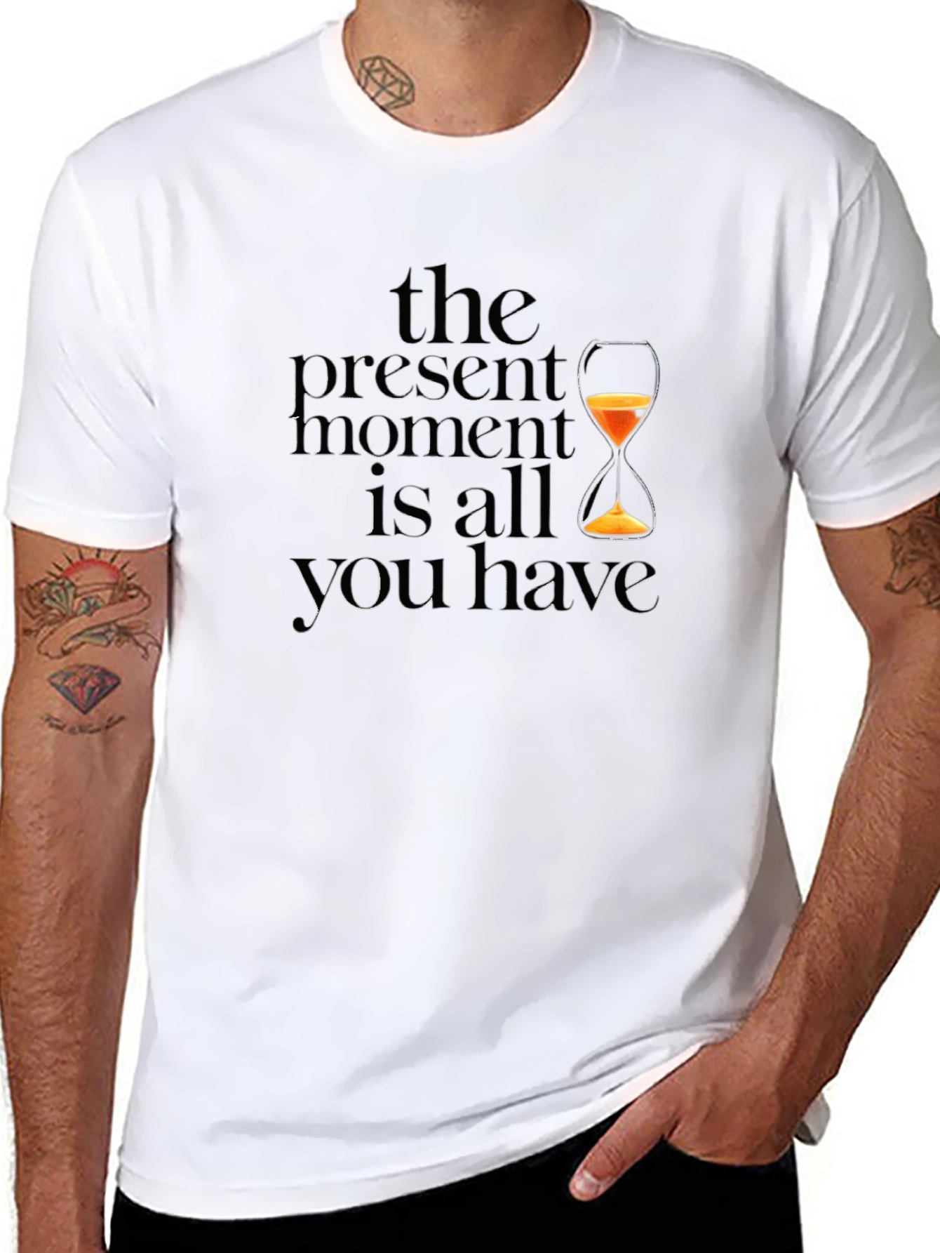 Present Moment Graphic Tee - Black Crew Neck