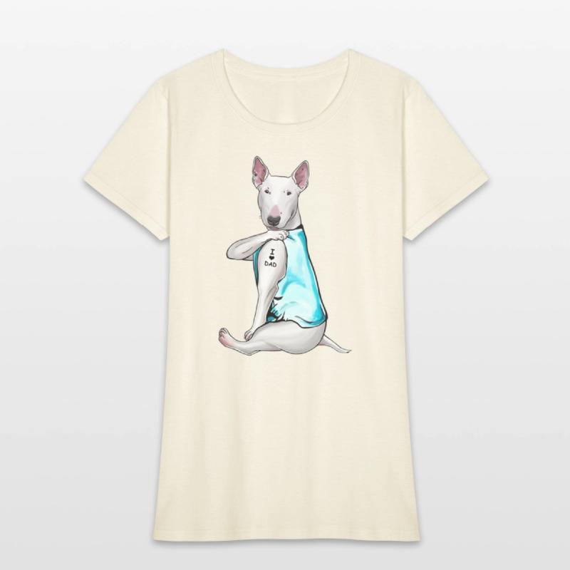 Bull Terrier Tattoos I Love Dad Sitting Gift Fathe