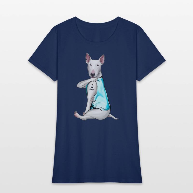 Bull Terrier Tattoos I Love Dad Sitting Gift Fathe