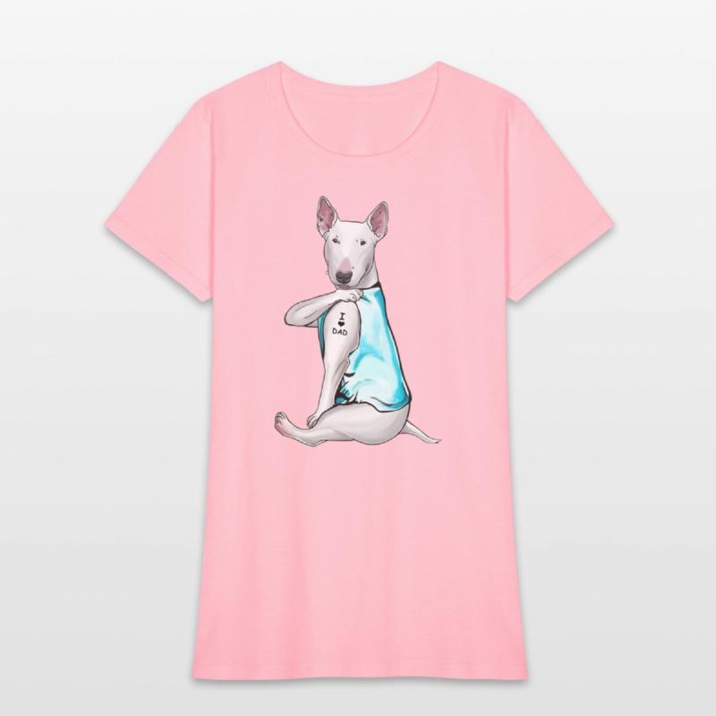 Bull Terrier Tattoos I Love Dad Sitting Gift Fathe