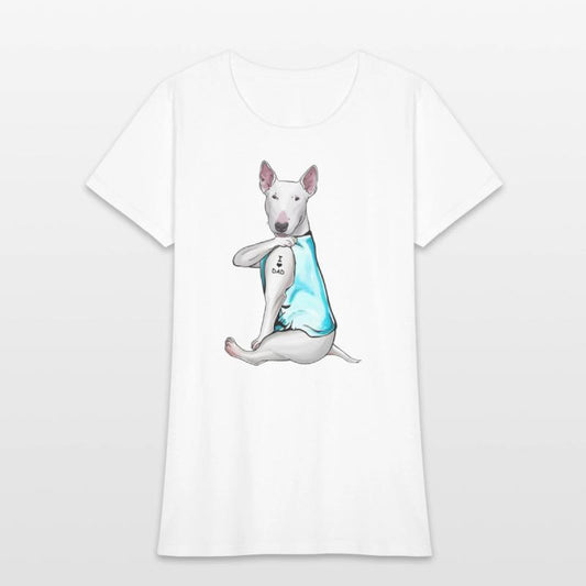 Bull Terrier Tattoos I Love Dad Sitting Gift Fathe