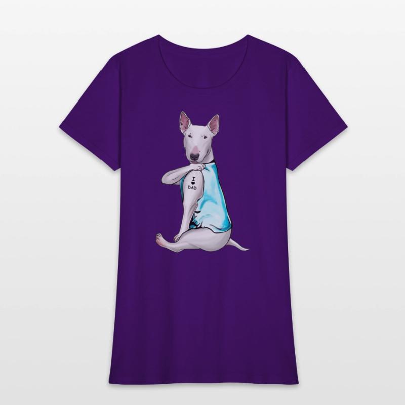 Bull Terrier Tattoos I Love Dad Sitting Gift Fathe