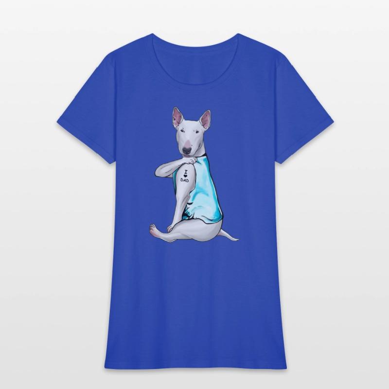 Bull Terrier Tattoos I Love Dad Sitting Gift Fathe