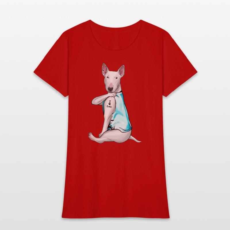 Bull Terrier Tattoos I Love Dad Sitting Gift Fathe