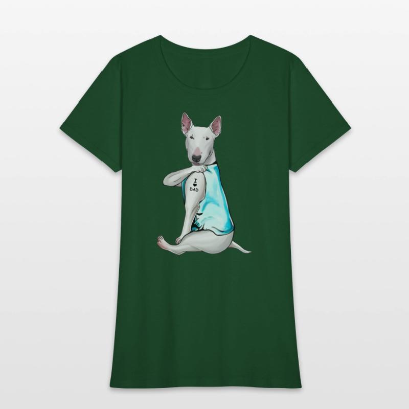 Bull Terrier Tattoos I Love Dad Sitting Gift Fathe