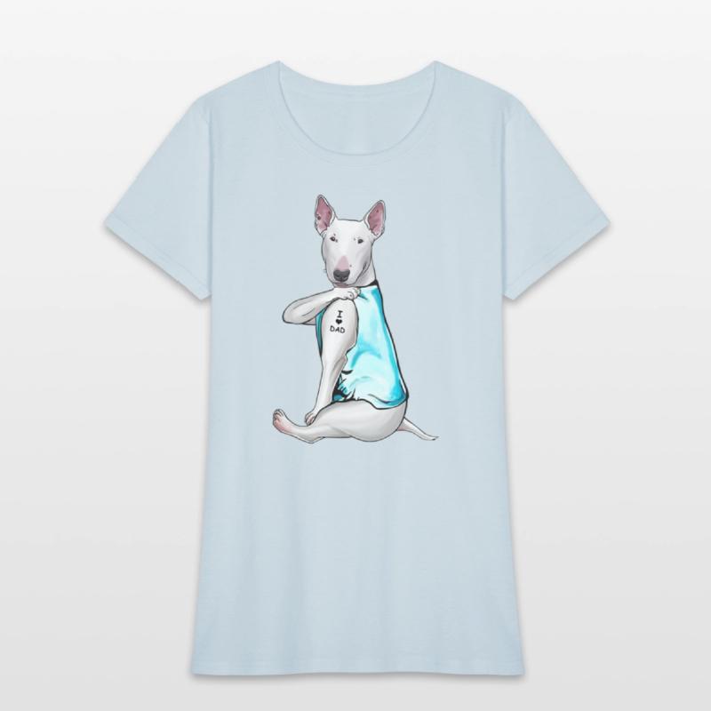 Bull Terrier Tattoos I Love Dad Sitting Gift Fathe