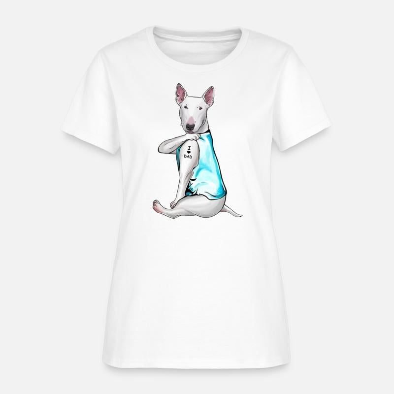 Bull Terrier Tattoos I Love Dad Sitting Gift Fathe