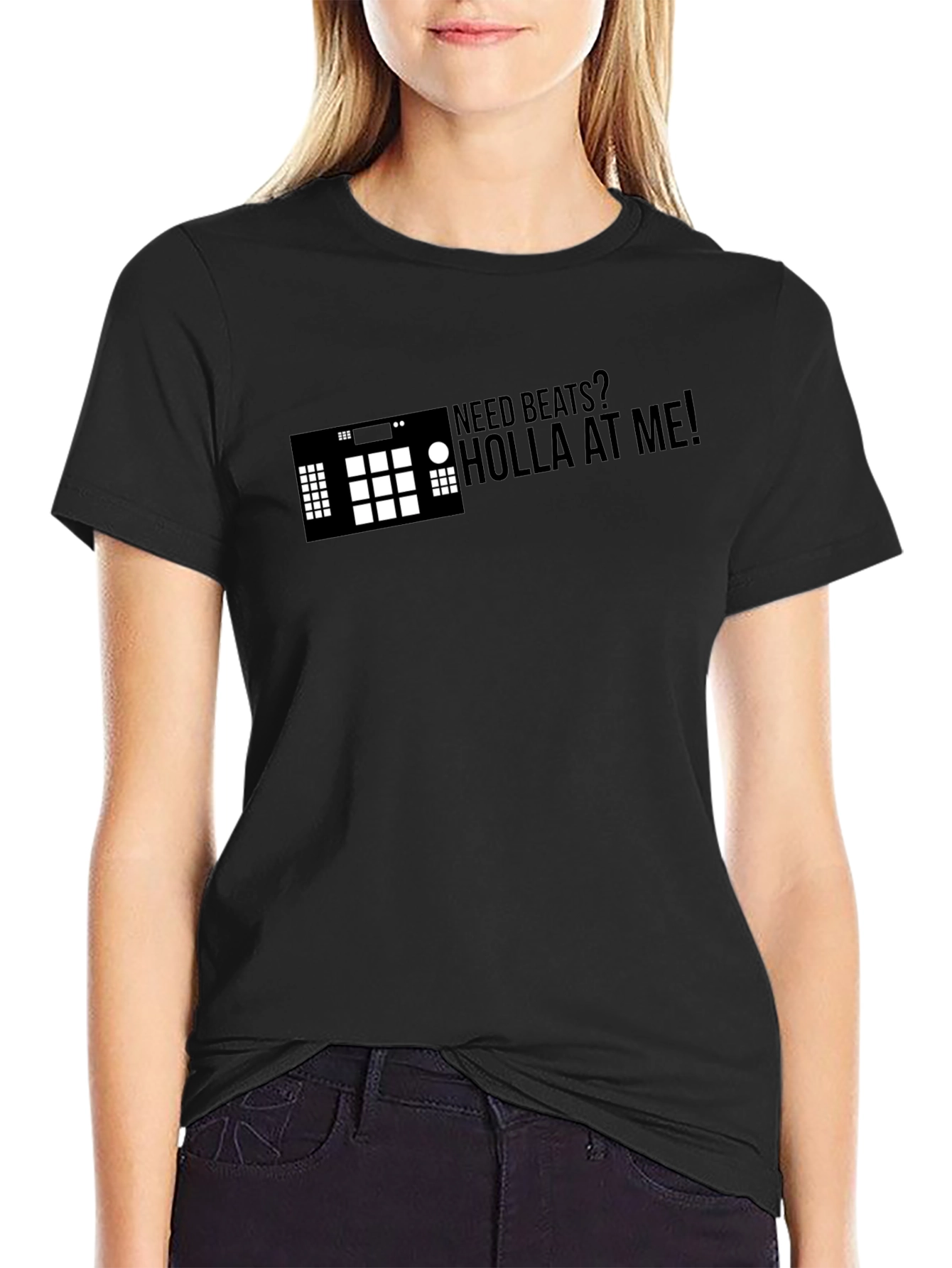 Need Beats? Holla At Me! Black T-Shirt
