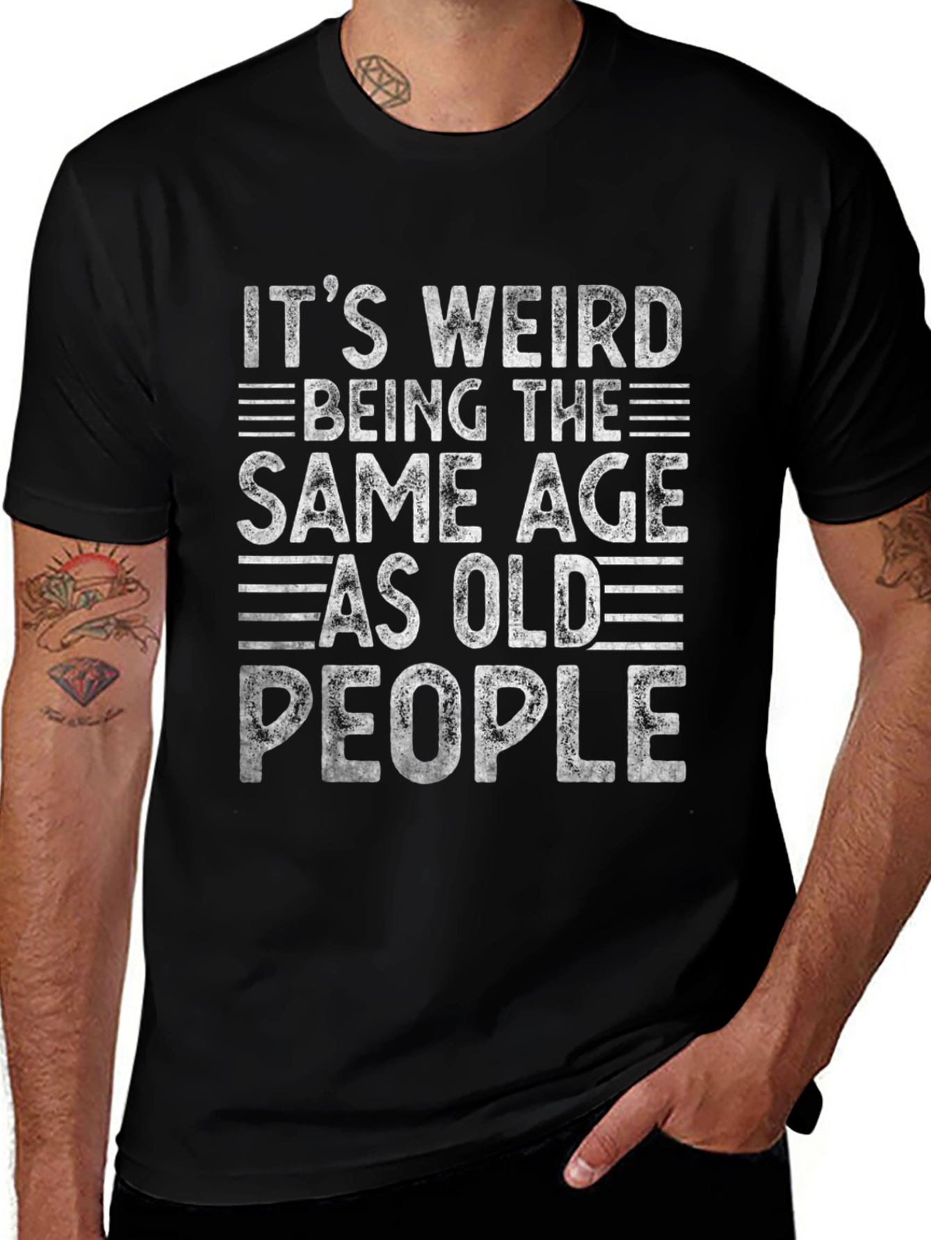 Funny Old People Black Graphic Tee