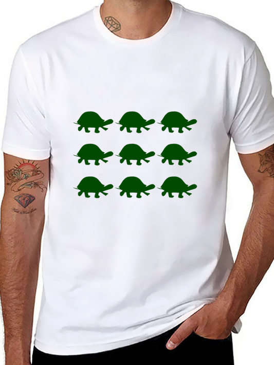 Turtle Pattern Tee - Black Cotton Casual Shirt
