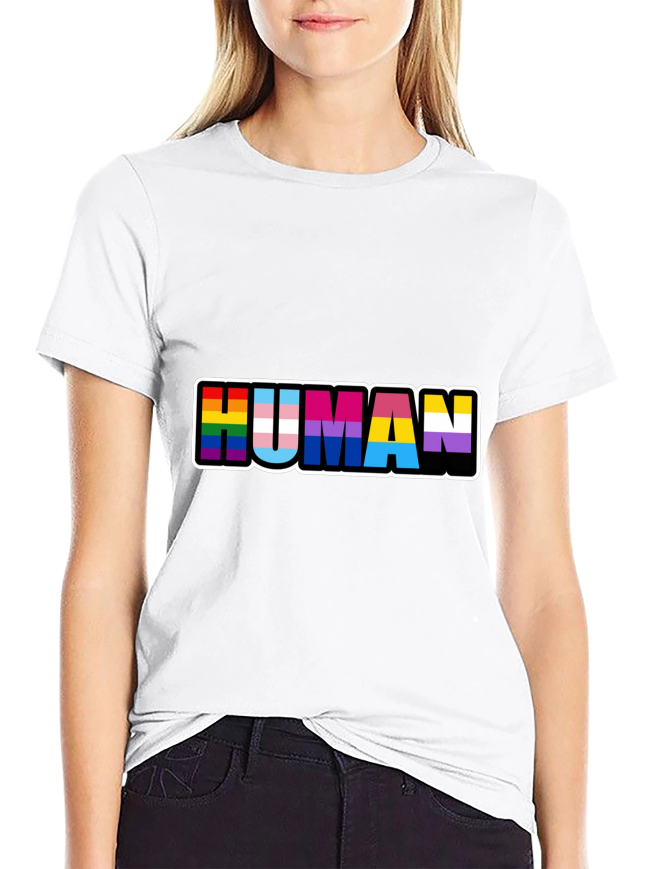 Human Pride T-Shirt Black LGBTQ+ Pride Tee