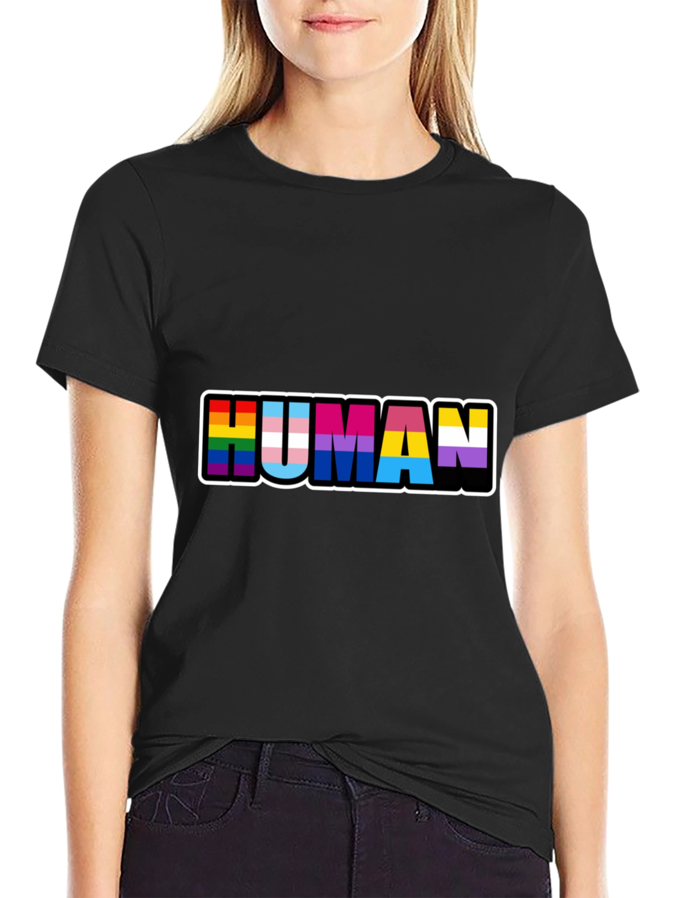 Human Pride T-Shirt Black LGBTQ+ Pride Tee