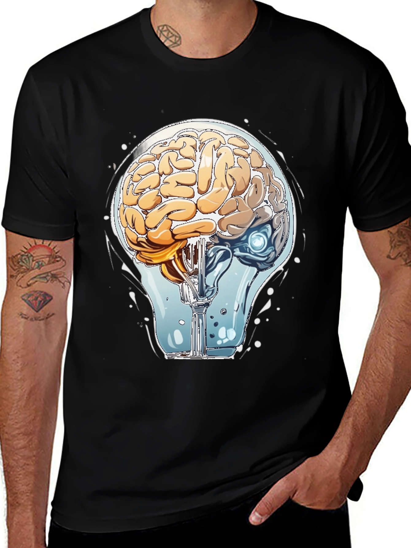 Brain Light Bulb Graphic Tee - Think Different