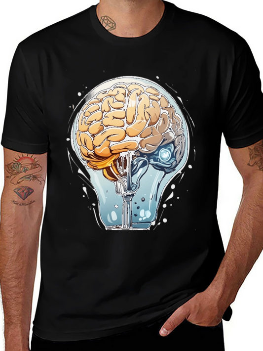 Brain Light Bulb Graphic Tee - Think Different