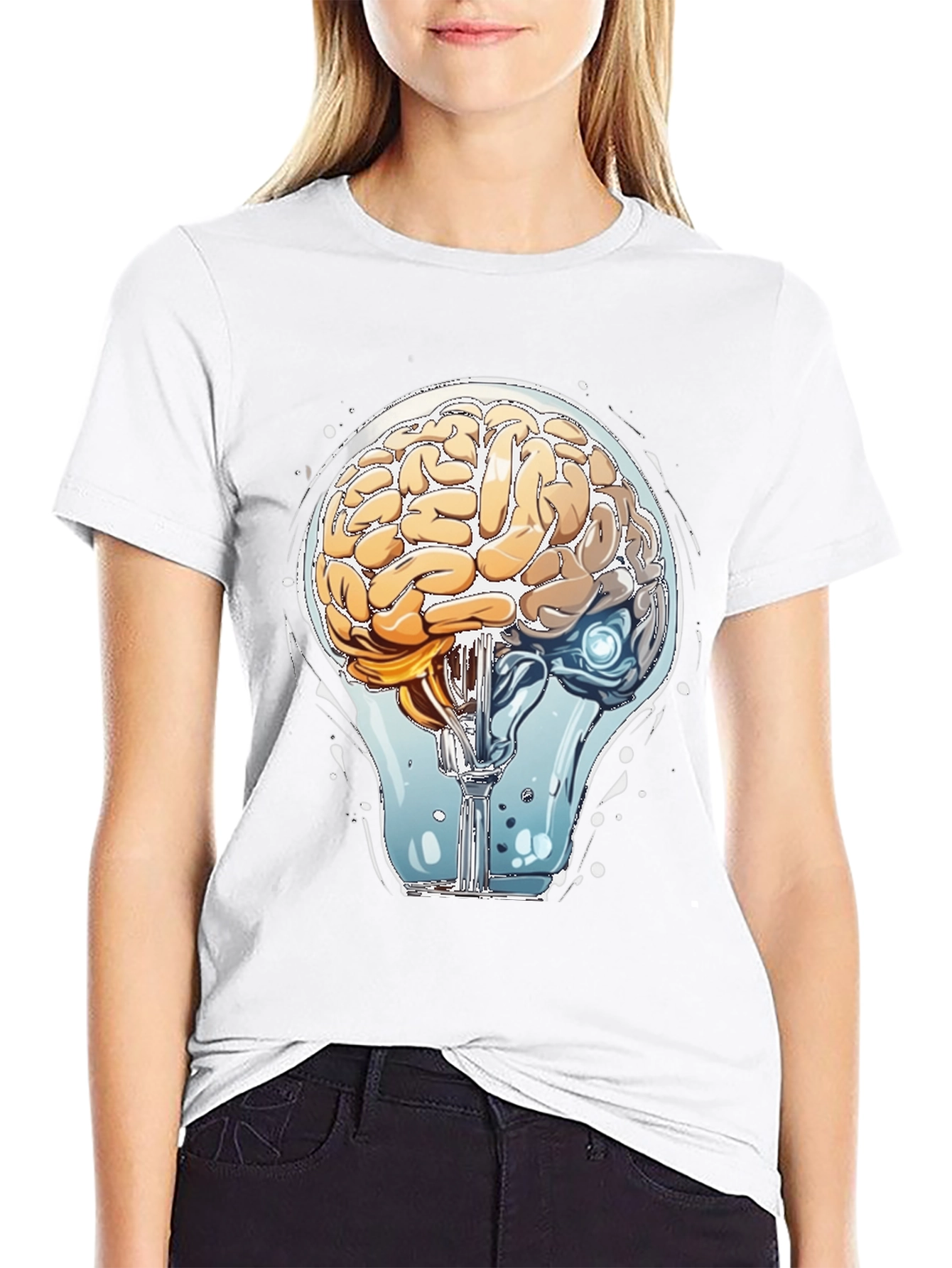 Brain Light Bulb Graphic Tee - Think Different