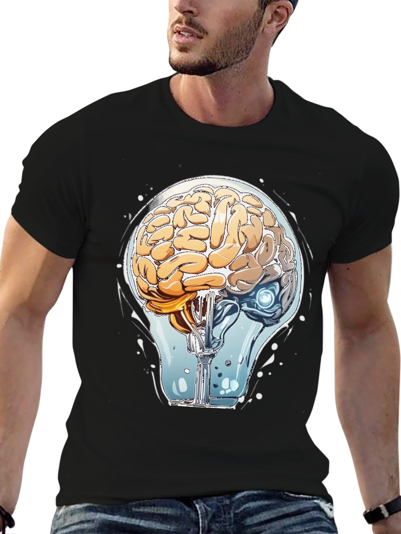Brain Light Bulb Graphic Tee - Think Different