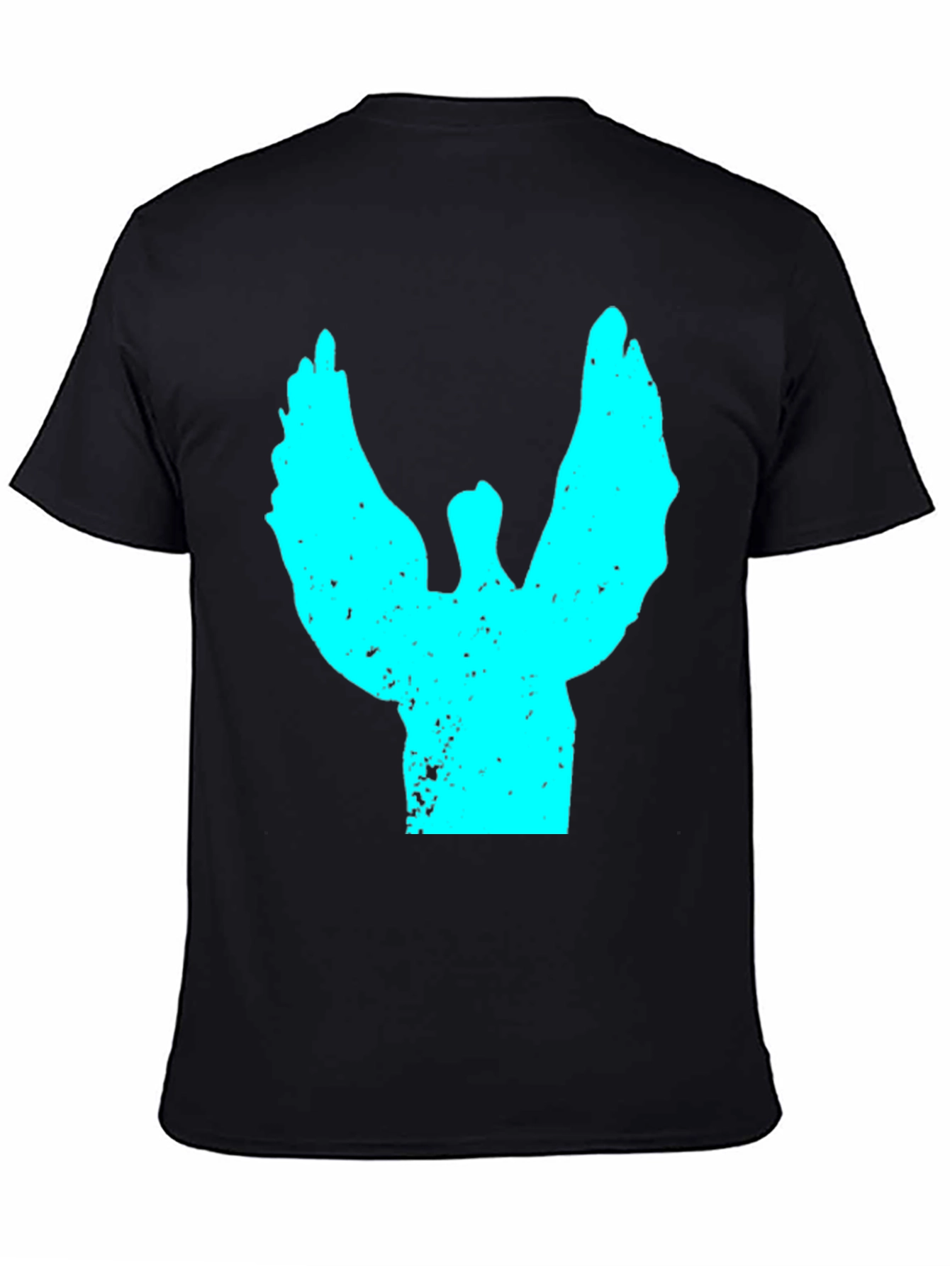 Abstract Angel Wings Graphic Black T-Shirt