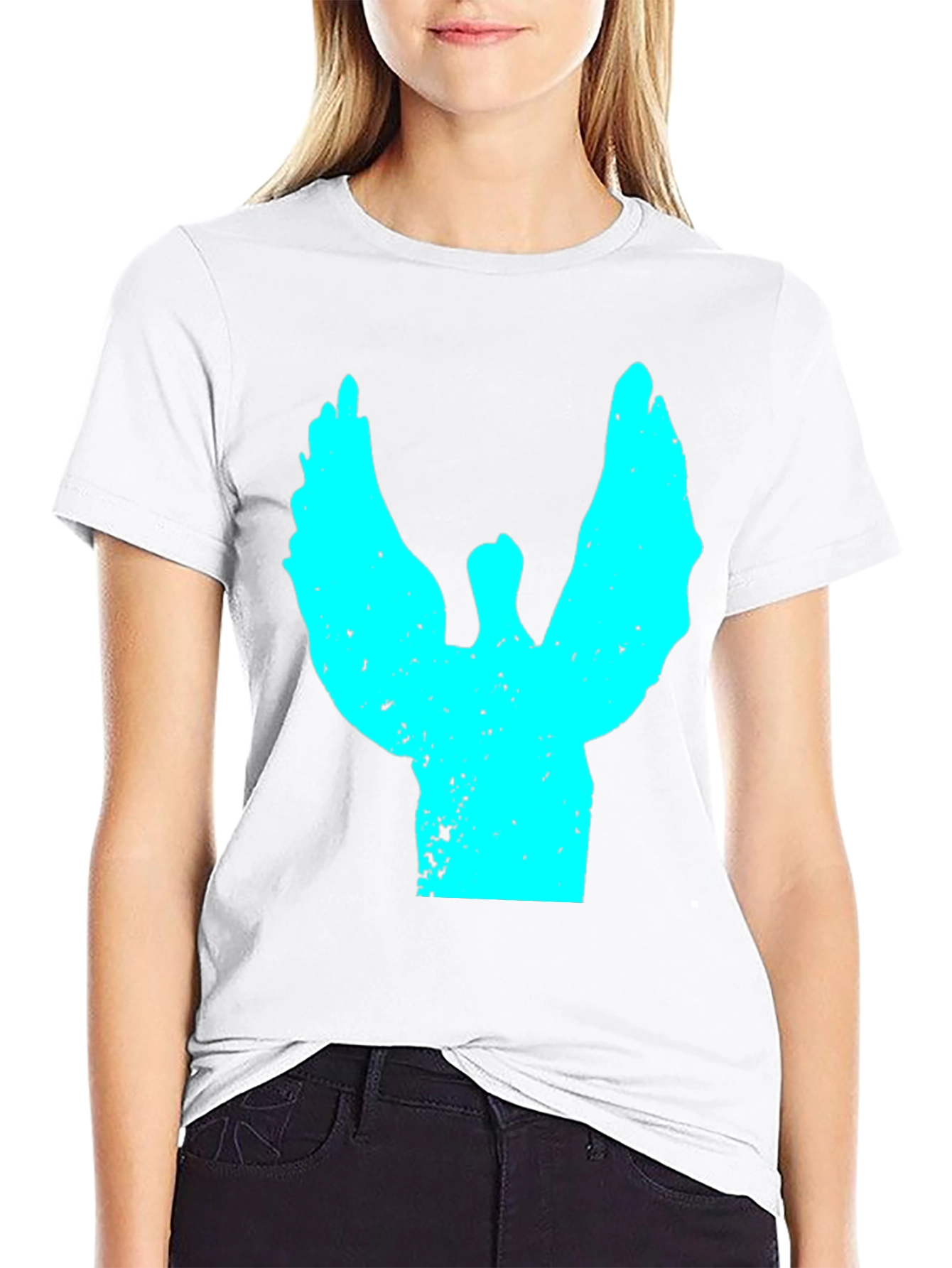 Abstract Angel Wings Graphic Black T-Shirt