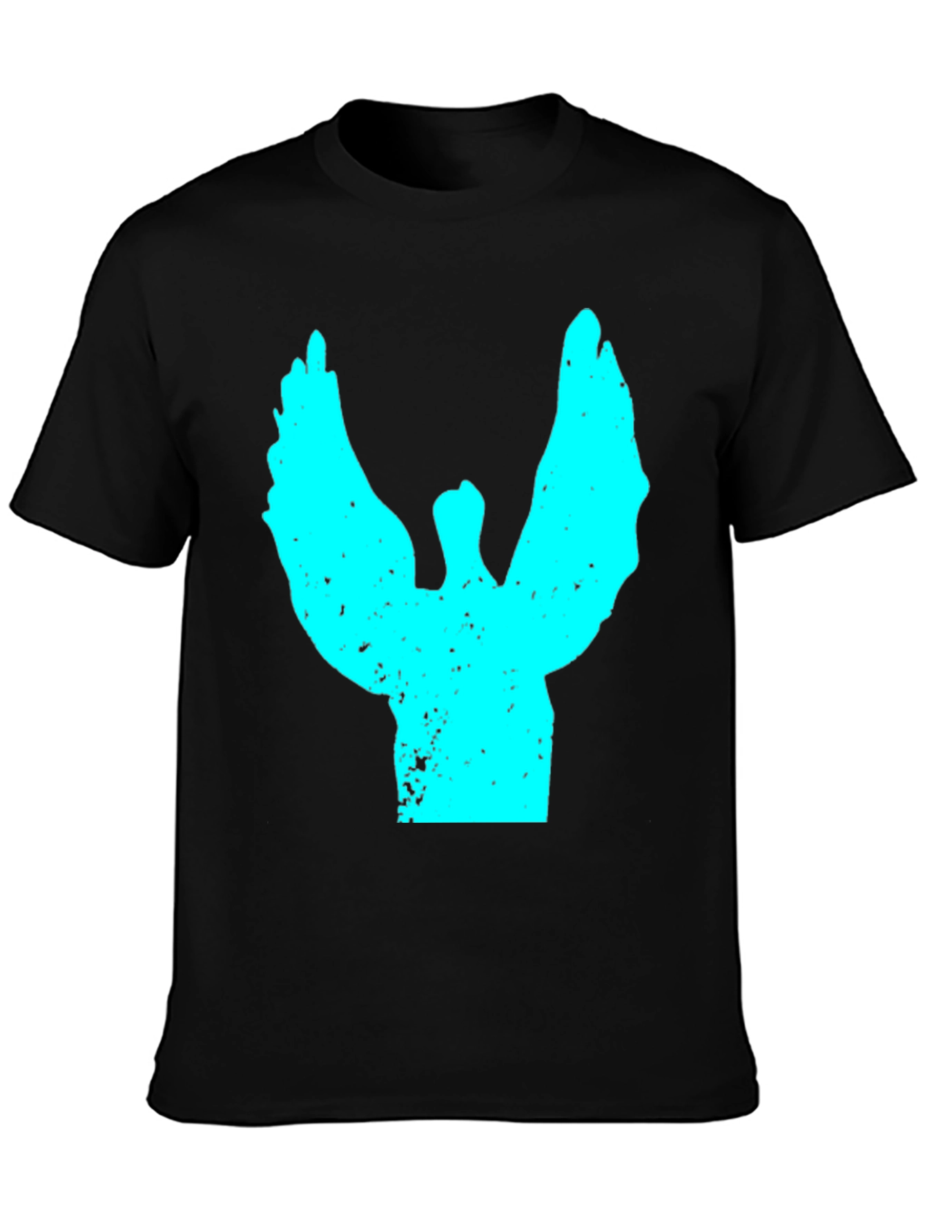 Abstract Angel Wings Graphic Black T-Shirt