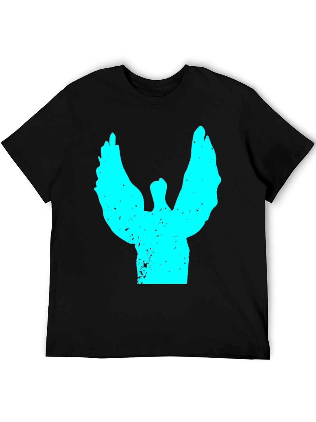Abstract Angel Wings Graphic Black T-Shirt