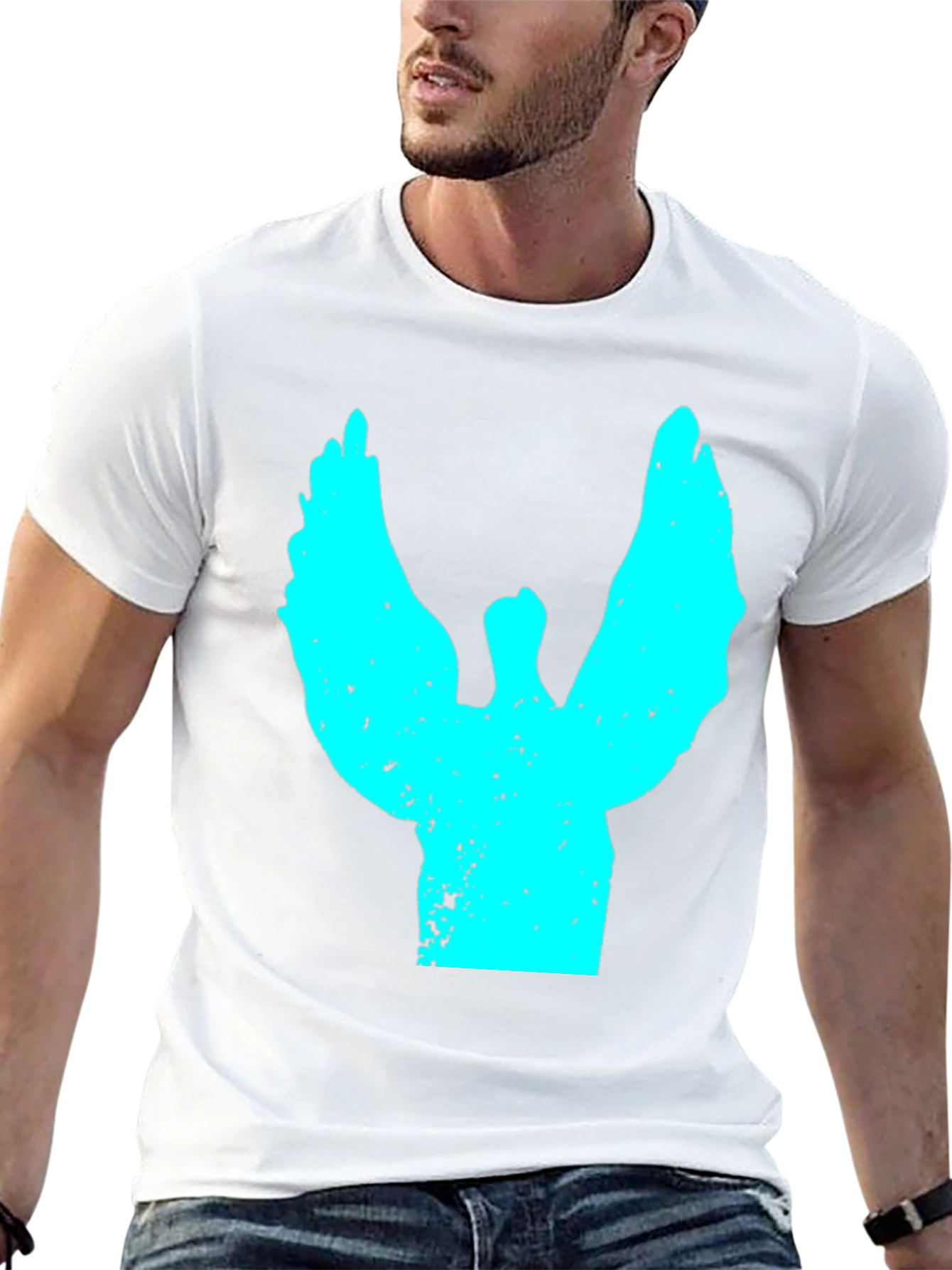 Abstract Angel Wings Graphic Black T-Shirt