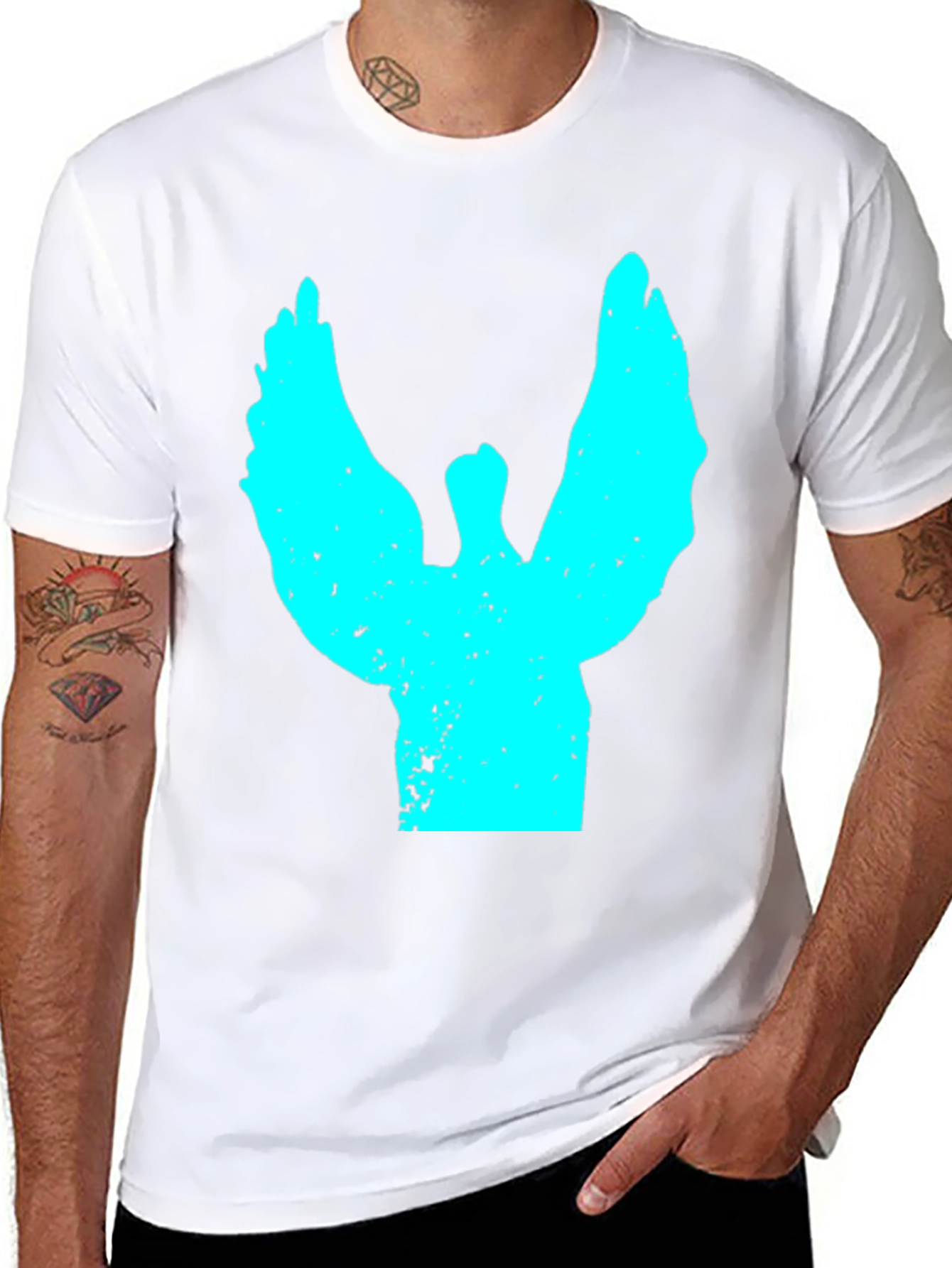 Abstract Angel Wings Graphic Black T-Shirt