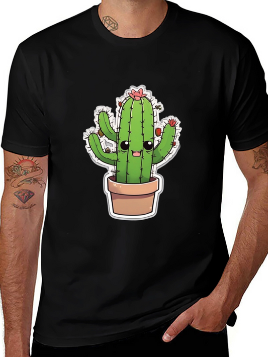 Cute Cactus T-Shirt - Black Cotton Blend