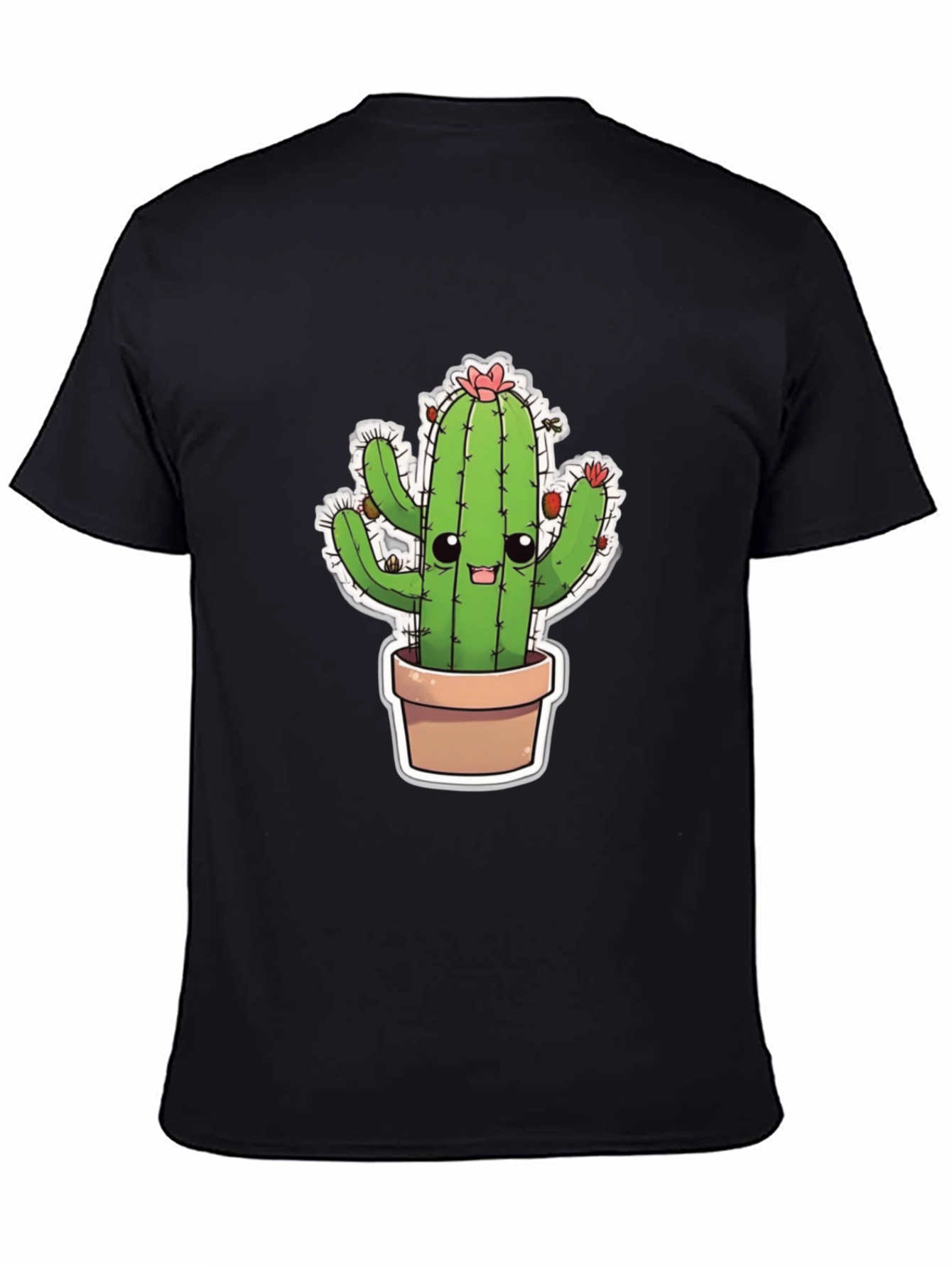 Cute Cactus T-Shirt - Black Cotton Blend