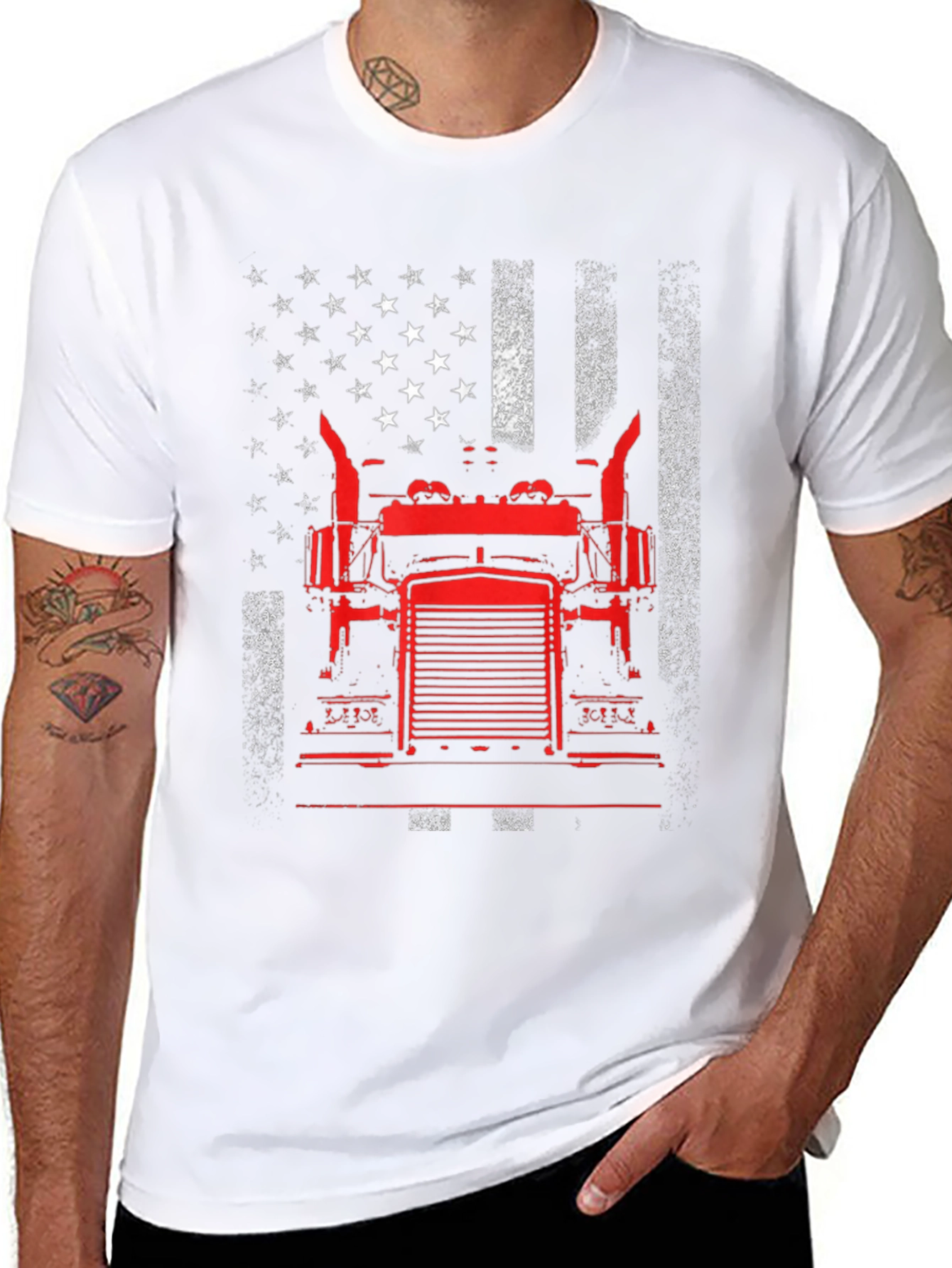 American Trucker Graphic Tee - Patriotic Design