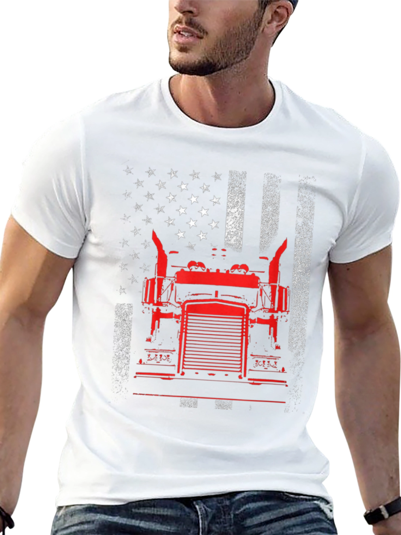 American Trucker Graphic Tee - Patriotic Design