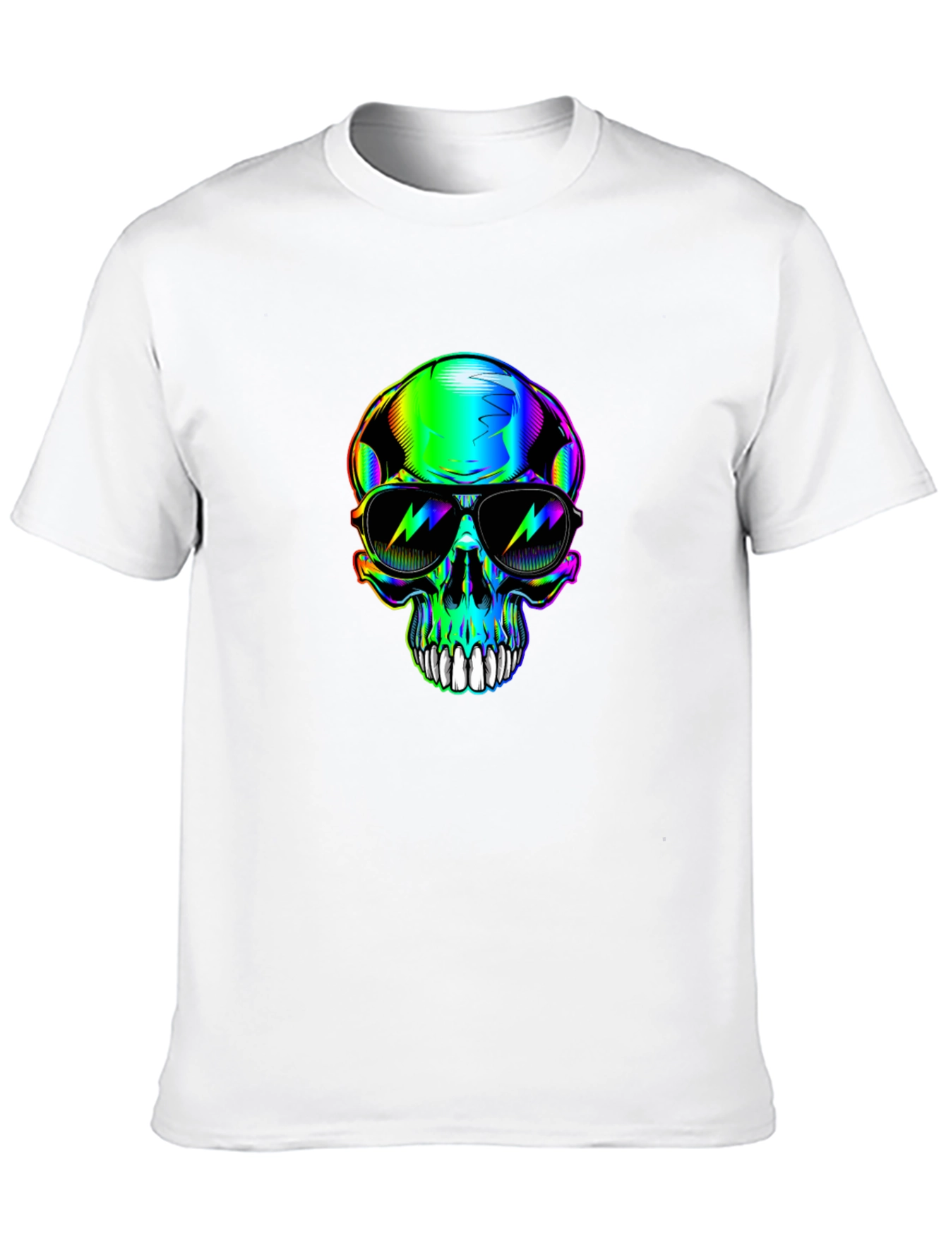 Rainbow Skull Sunglasses Graphic Black T-Shirt