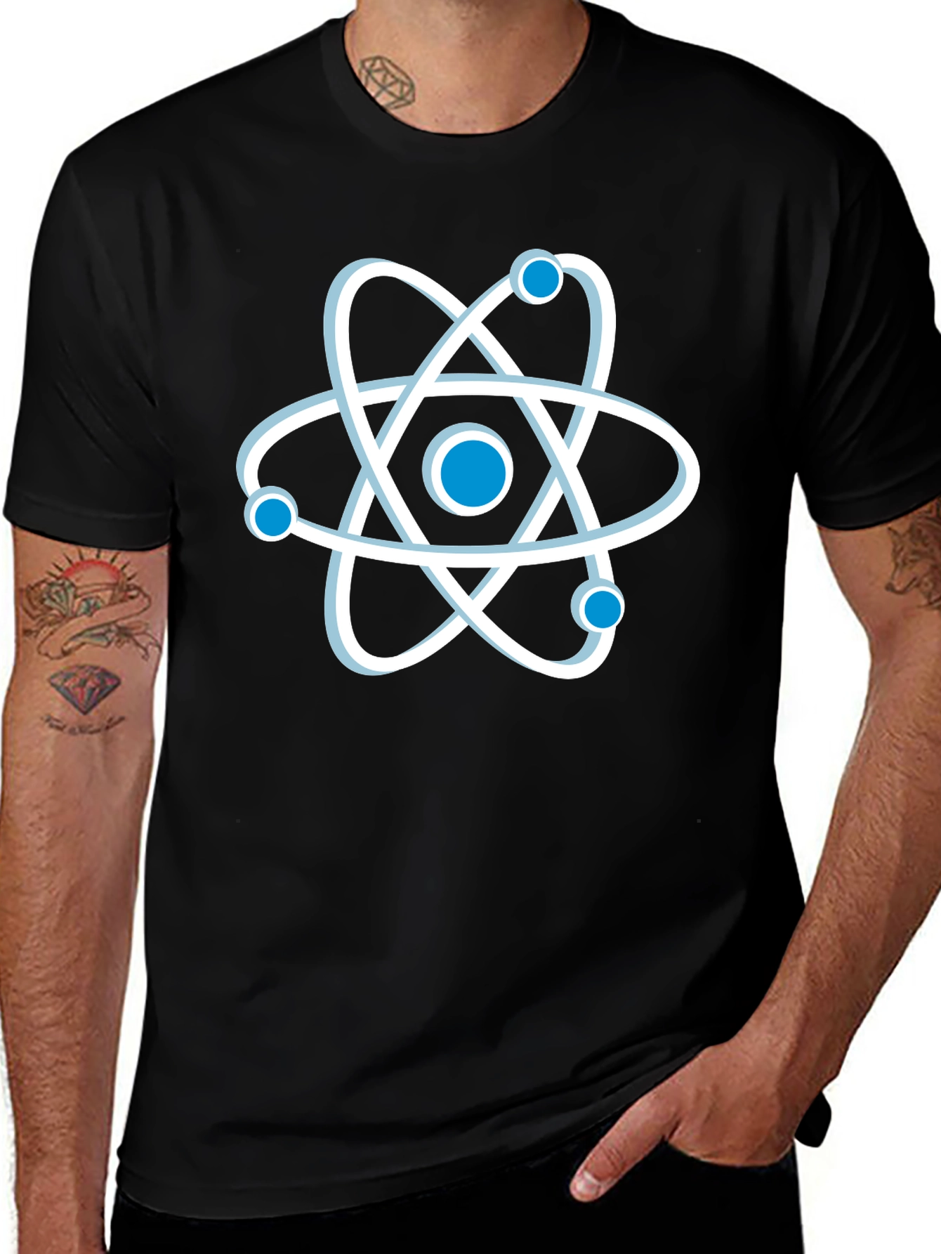 Atom Graphic Print Black T-Shirt