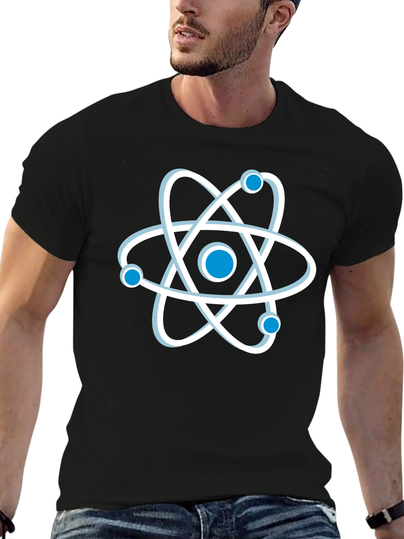 Atom Graphic Print Black T-Shirt