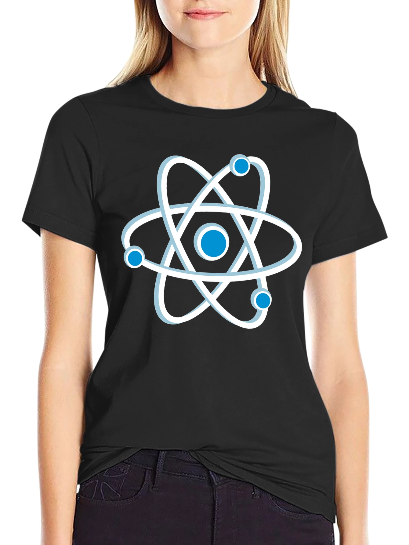 Atom Graphic Print Black T-Shirt