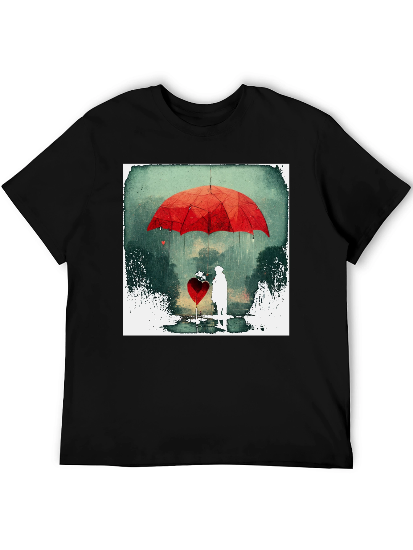 Romantic Red Umbrella Heart T-Shirt