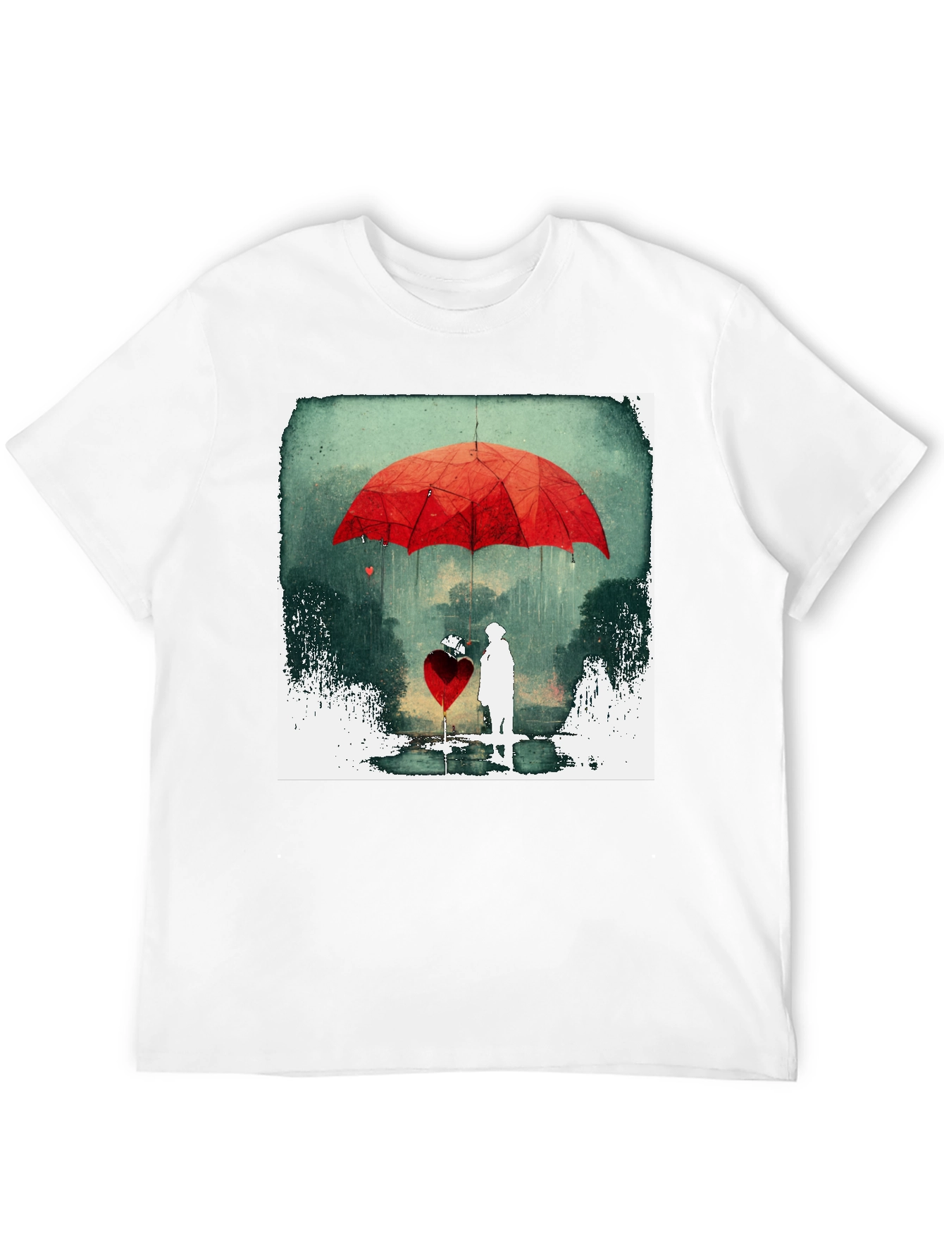 Romantic Red Umbrella Heart T-Shirt