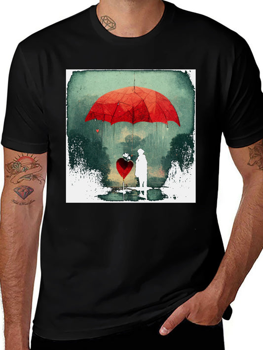 Romantic Red Umbrella Heart T-Shirt