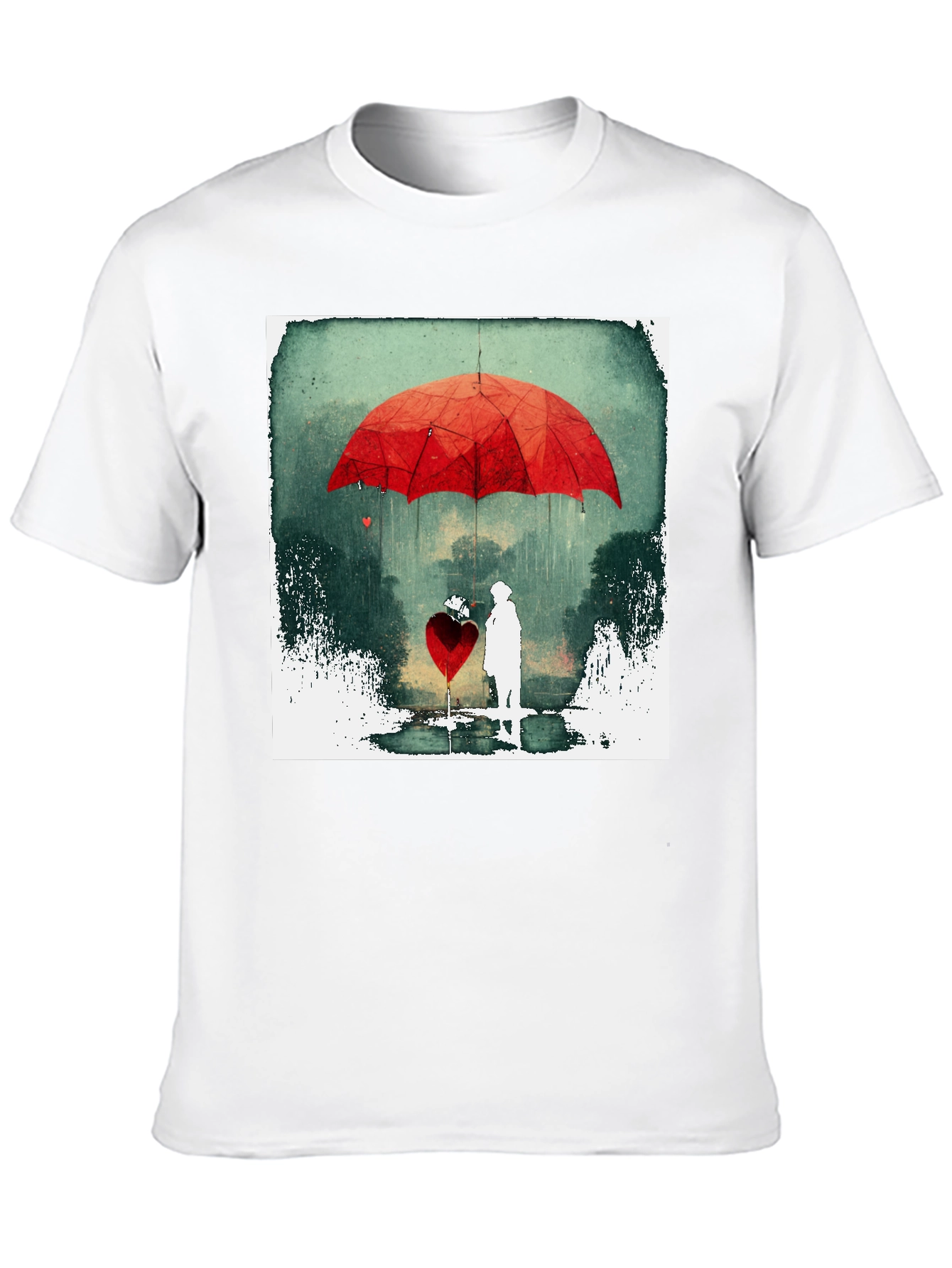 Romantic Red Umbrella Heart T-Shirt