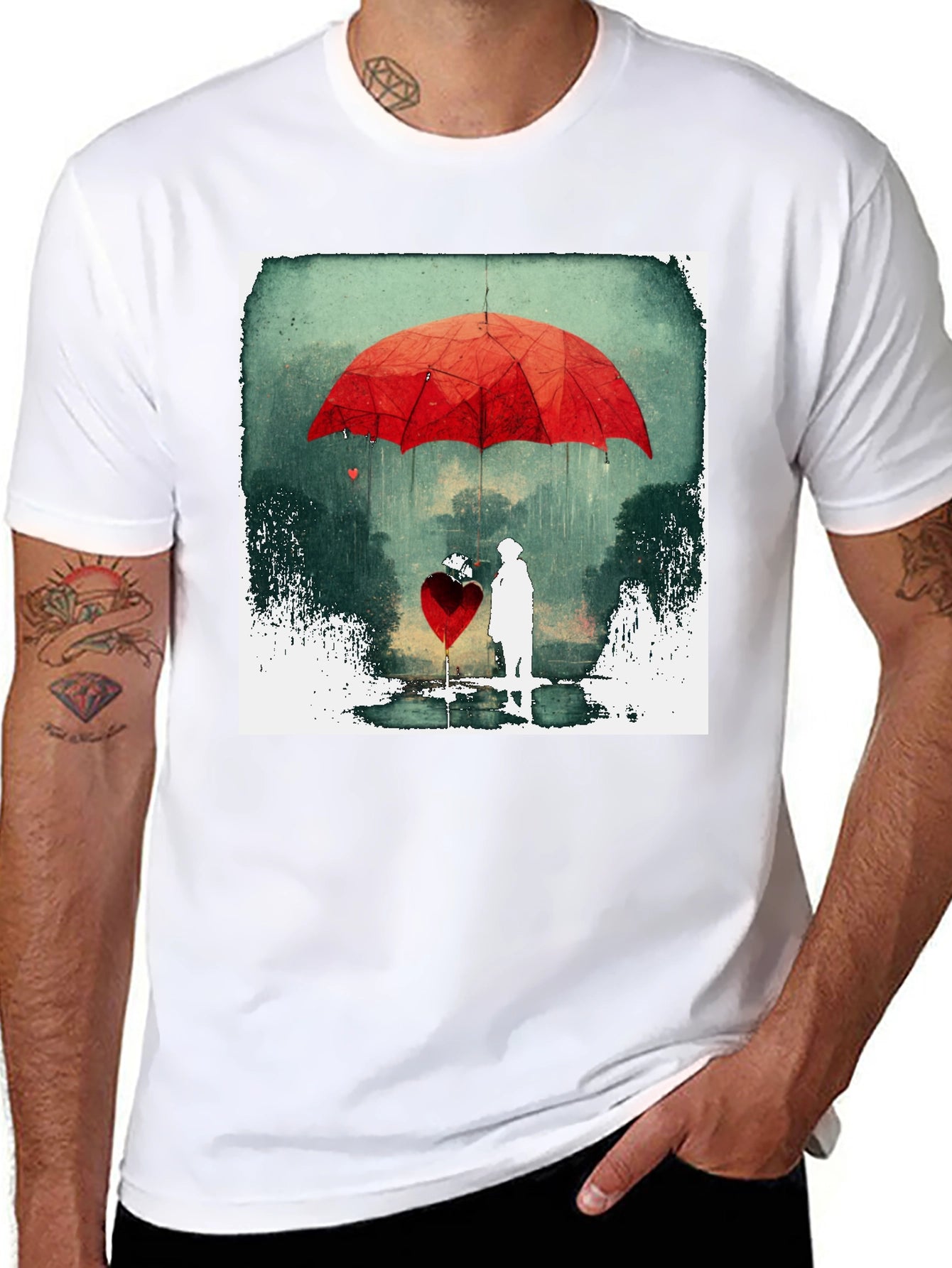 Romantic Red Umbrella Heart T-Shirt