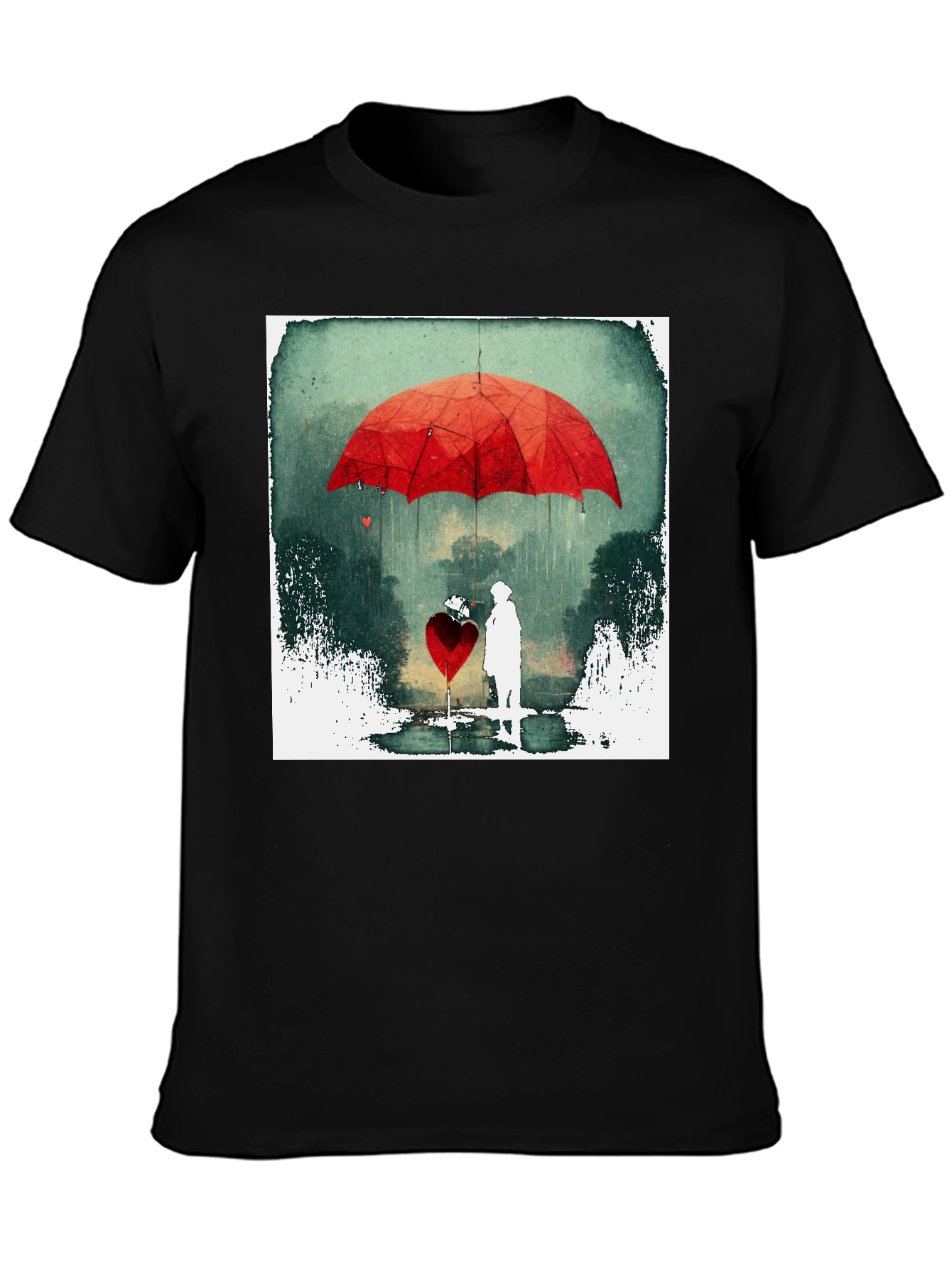Romantic Red Umbrella Heart T-Shirt