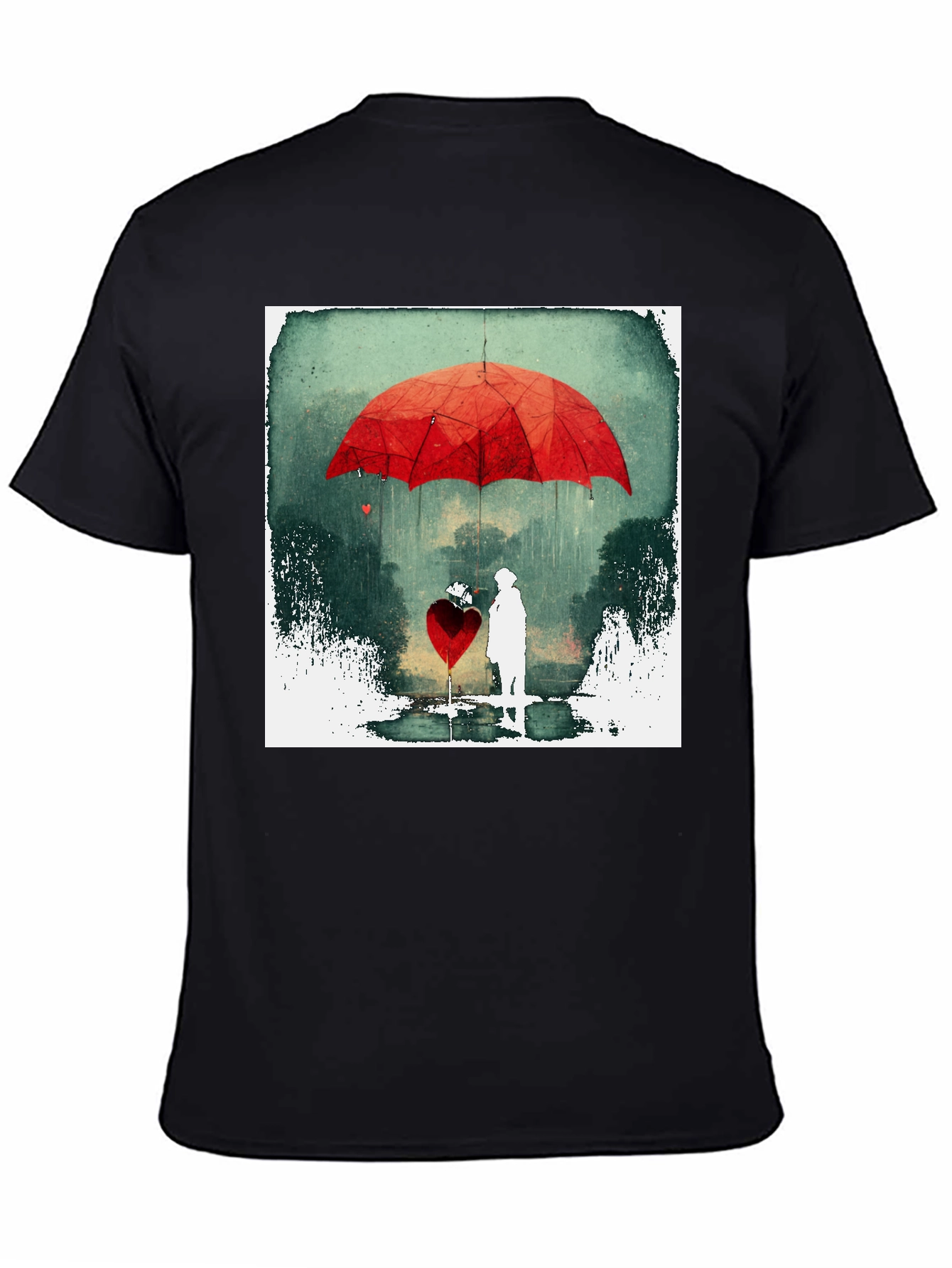 Romantic Red Umbrella Heart T-Shirt